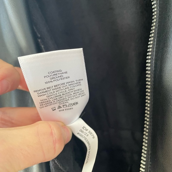 NWT Express L Faux Leather Black Puff Sleeve Tie Waist Straight Leg Jumpsuit - Picture 9 of 11